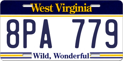 WV license plate 8PA779