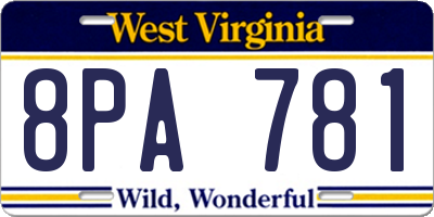 WV license plate 8PA781