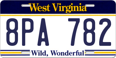 WV license plate 8PA782