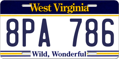 WV license plate 8PA786