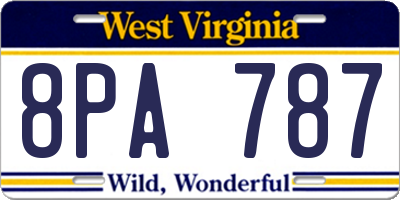 WV license plate 8PA787