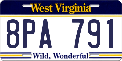 WV license plate 8PA791