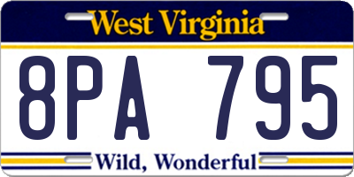 WV license plate 8PA795