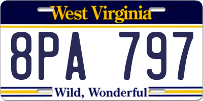 WV license plate 8PA797