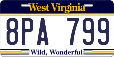 WV license plate 8PA799