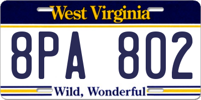 WV license plate 8PA802