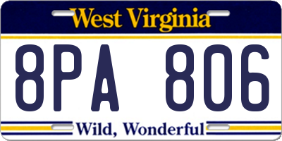 WV license plate 8PA806