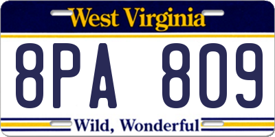 WV license plate 8PA809