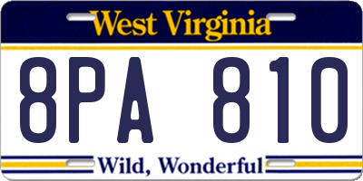 WV license plate 8PA810