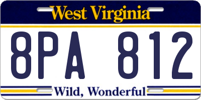 WV license plate 8PA812
