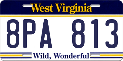 WV license plate 8PA813