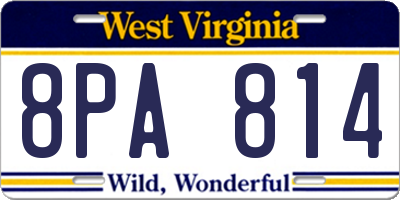 WV license plate 8PA814
