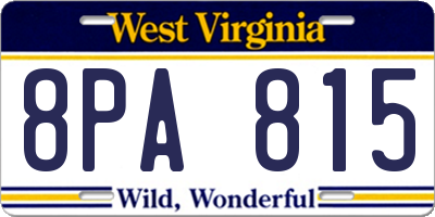 WV license plate 8PA815
