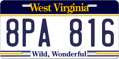 WV license plate 8PA816