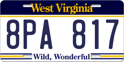 WV license plate 8PA817