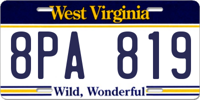 WV license plate 8PA819