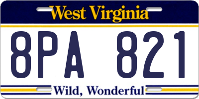 WV license plate 8PA821