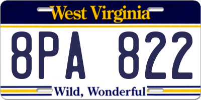 WV license plate 8PA822