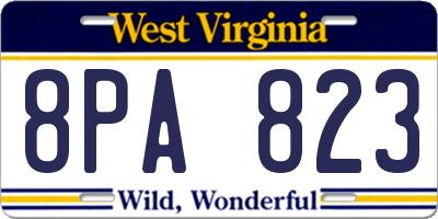 WV license plate 8PA823