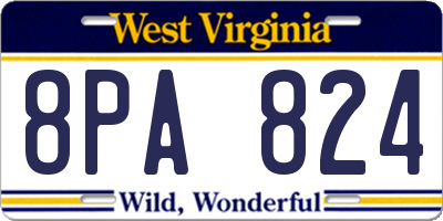 WV license plate 8PA824