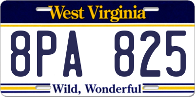 WV license plate 8PA825