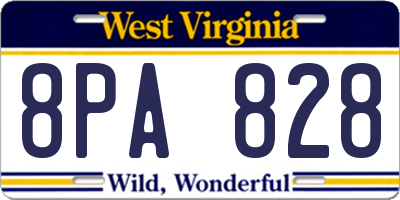 WV license plate 8PA828
