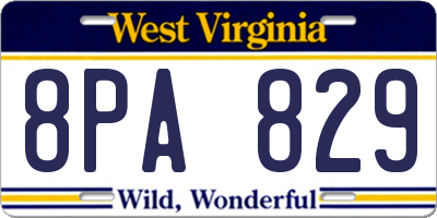 WV license plate 8PA829
