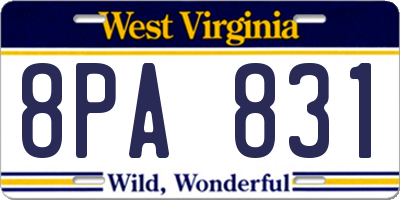 WV license plate 8PA831
