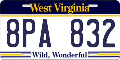 WV license plate 8PA832