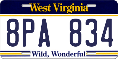 WV license plate 8PA834