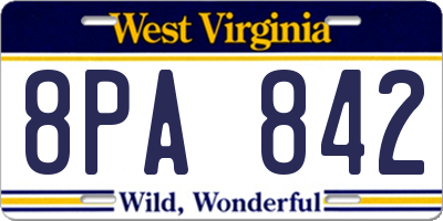 WV license plate 8PA842