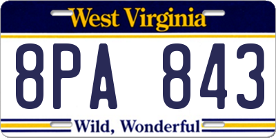 WV license plate 8PA843