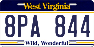 WV license plate 8PA844