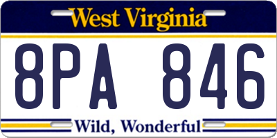 WV license plate 8PA846
