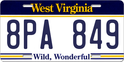WV license plate 8PA849