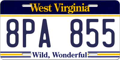 WV license plate 8PA855