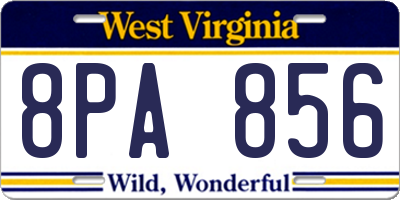 WV license plate 8PA856
