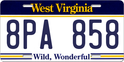 WV license plate 8PA858