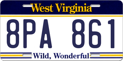 WV license plate 8PA861