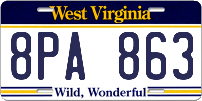 WV license plate 8PA863