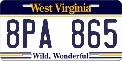 WV license plate 8PA865