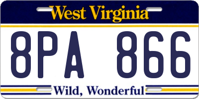 WV license plate 8PA866