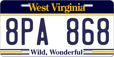 WV license plate 8PA868