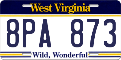 WV license plate 8PA873