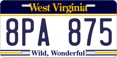 WV license plate 8PA875