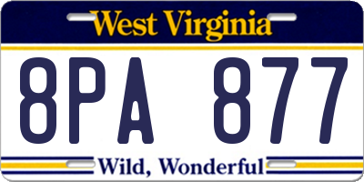 WV license plate 8PA877