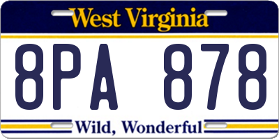 WV license plate 8PA878