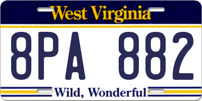 WV license plate 8PA882