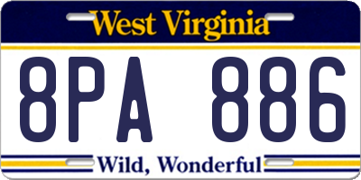 WV license plate 8PA886