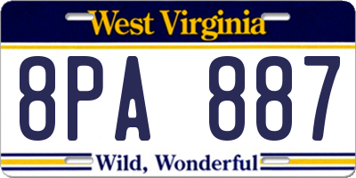 WV license plate 8PA887